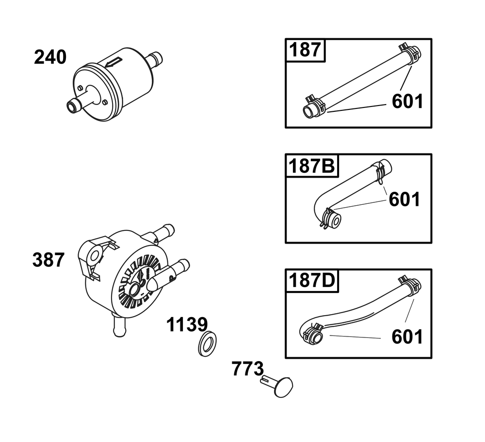Fuel Supply Group Diagram and Parts List for 21R807-0039-B5 200000 - 399999 Briggs and Stratton Engine